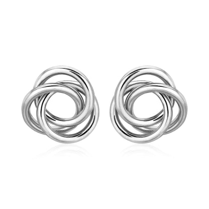 Polished Open Love Knot Earrings in Sterling Silver 