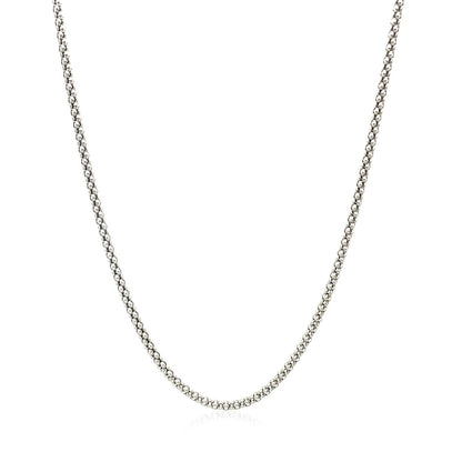 Rhodium Plated 1.8mm Sterling Silver Popcorn Style Chain (1.80 mm) 