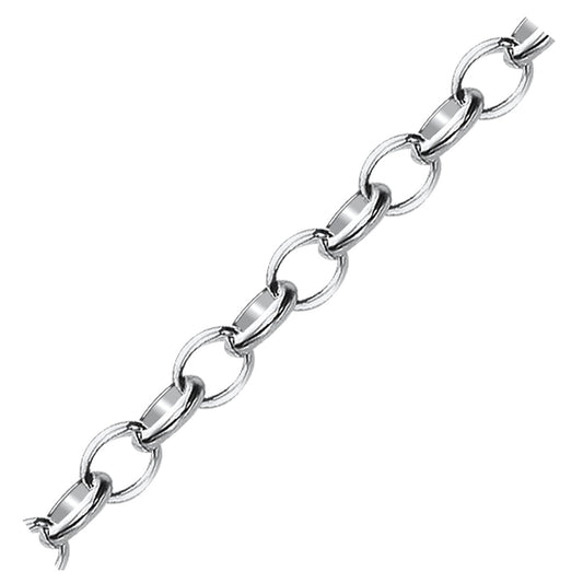 Sterling Silver Polished Charm Bracelet with Rhodium Plating (5.10 mm) 