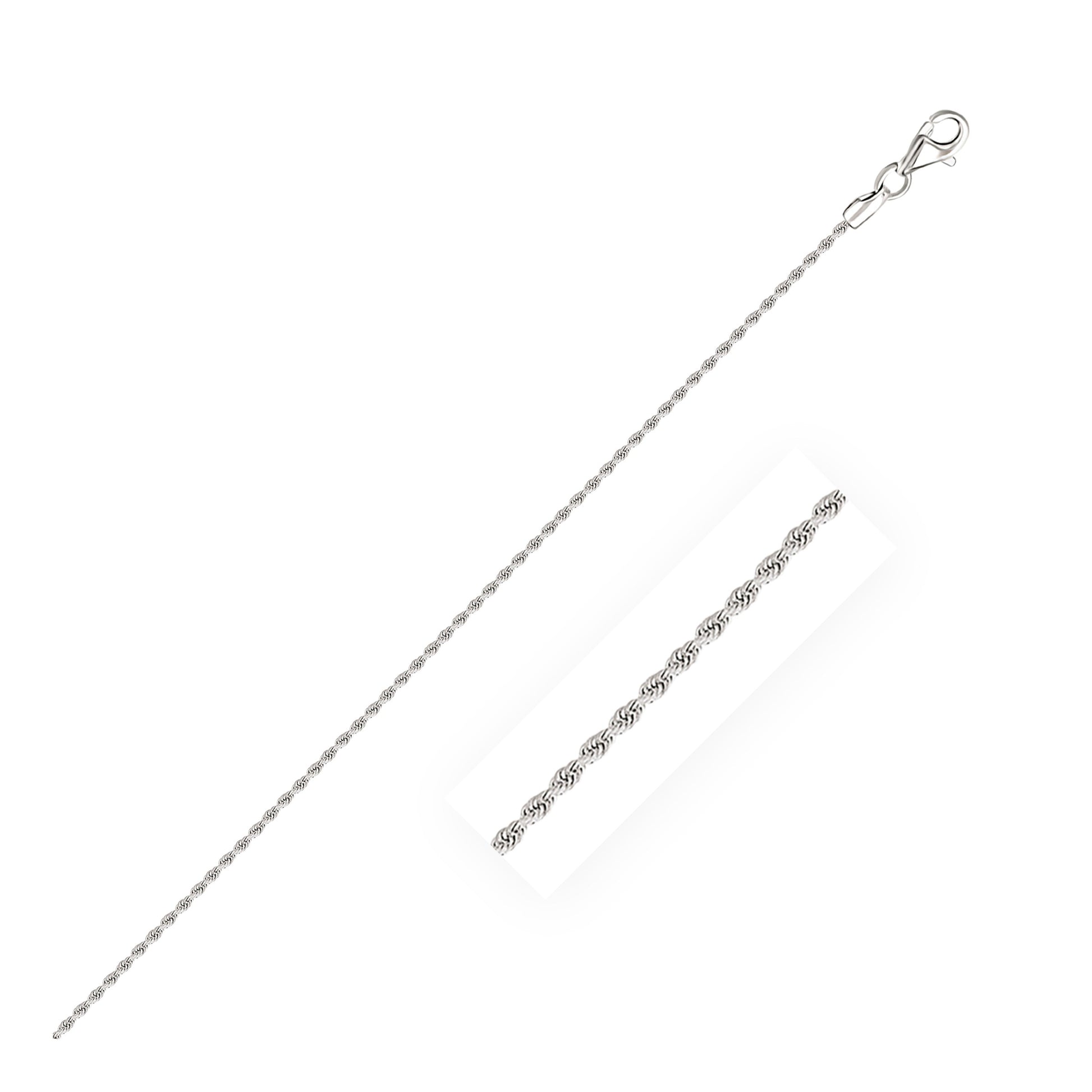 14k White Gold Solid Diamond Cut Rope Bracelet (1.60 mm) 