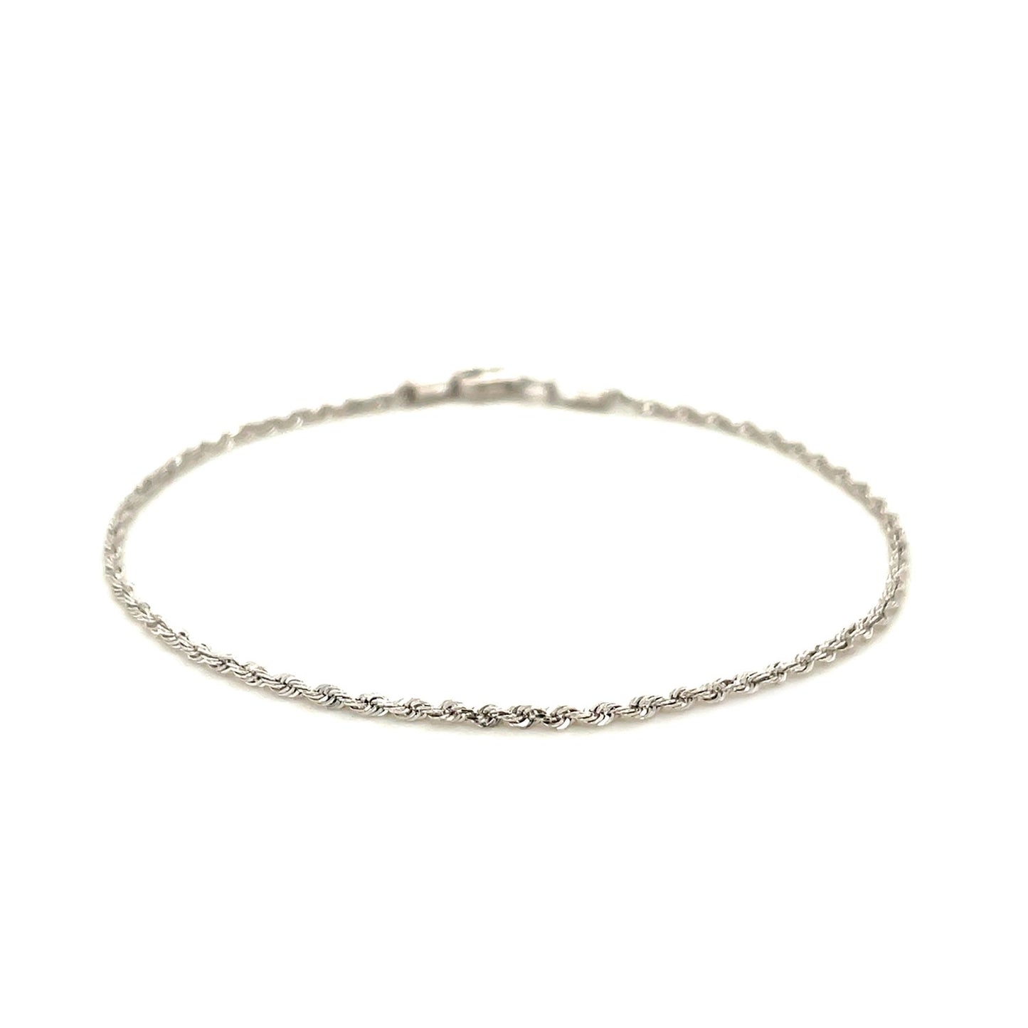 14k White Gold Solid Diamond Cut Rope Bracelet (1.60 mm) 