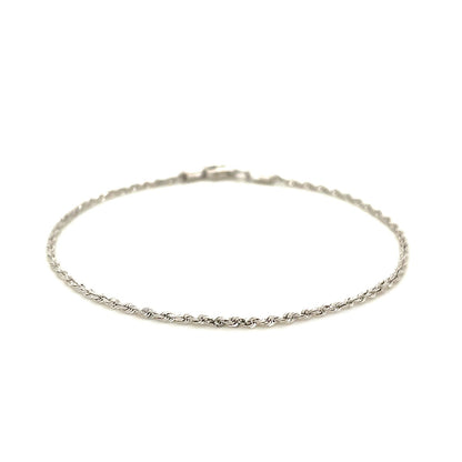 14k White Gold Solid Diamond Cut Rope Bracelet (1.60 mm) 