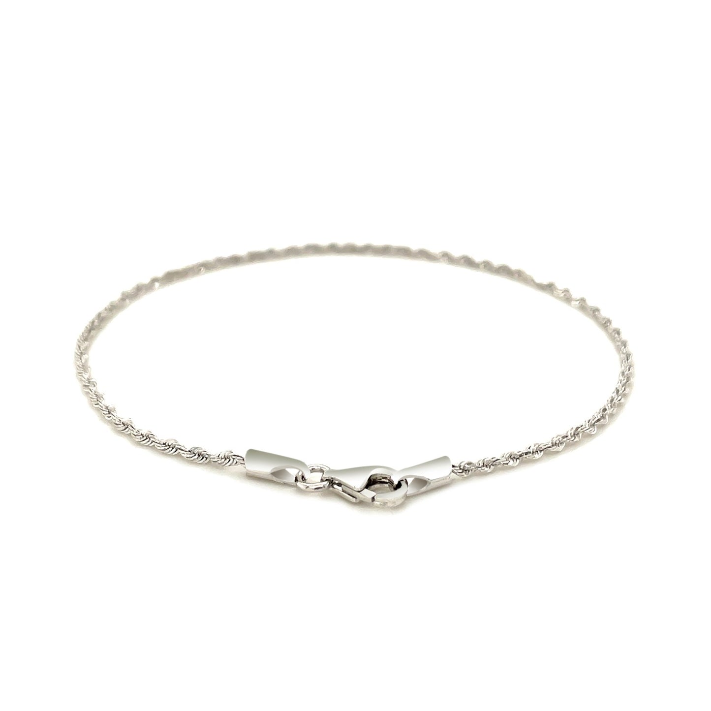 14k White Gold Solid Diamond Cut Rope Bracelet (1.60 mm) 