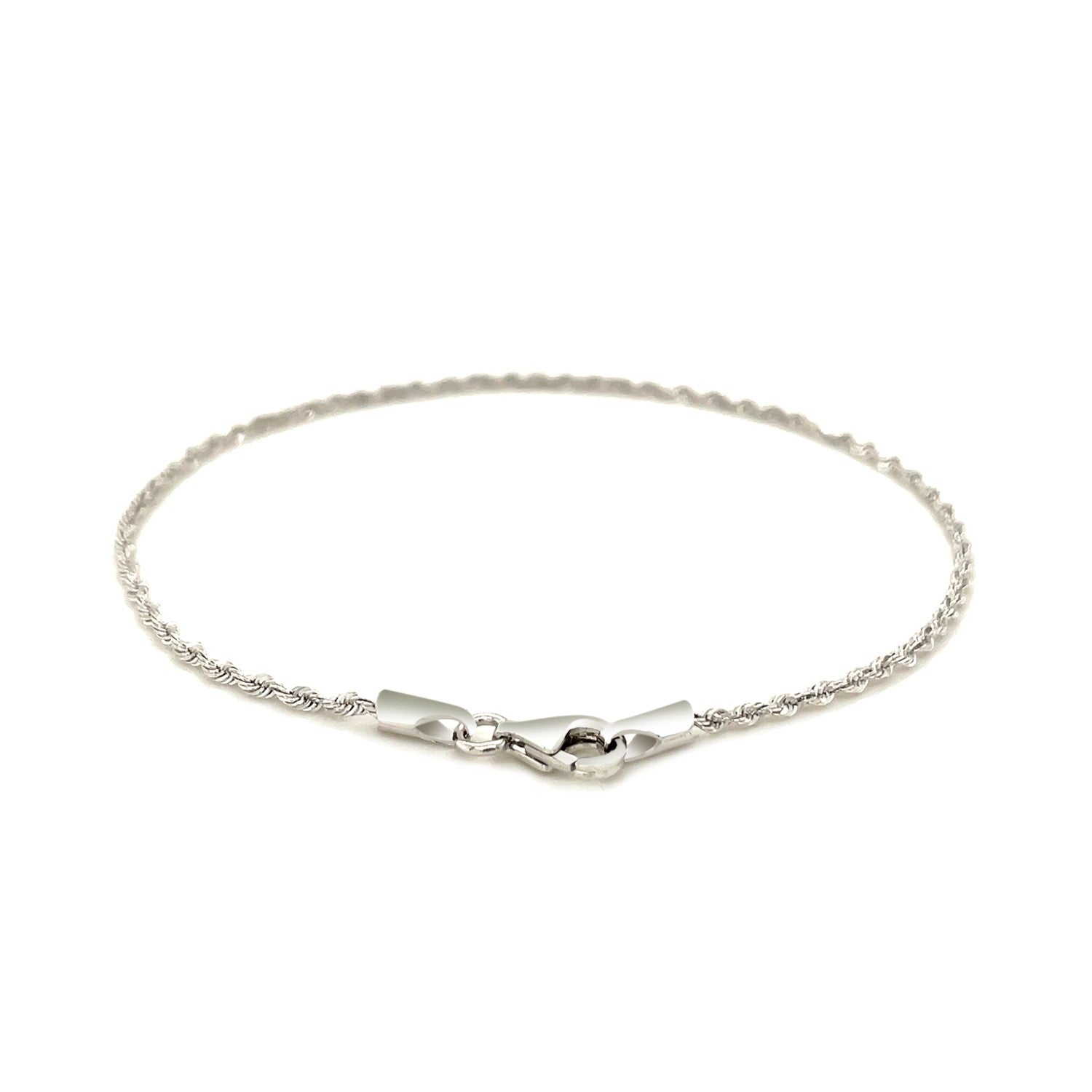14k White Gold Solid Diamond Cut Rope Bracelet (1.60 mm) 