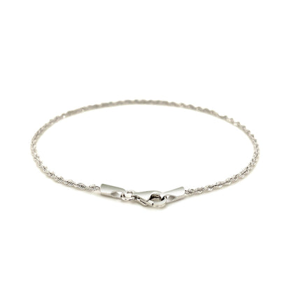 14k White Gold Solid Diamond Cut Rope Bracelet (1.60 mm) 