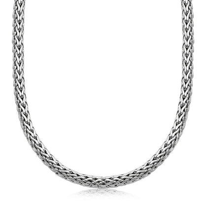 Oxidized Sterling Silver Wheat Style Chain Men's Necklace 