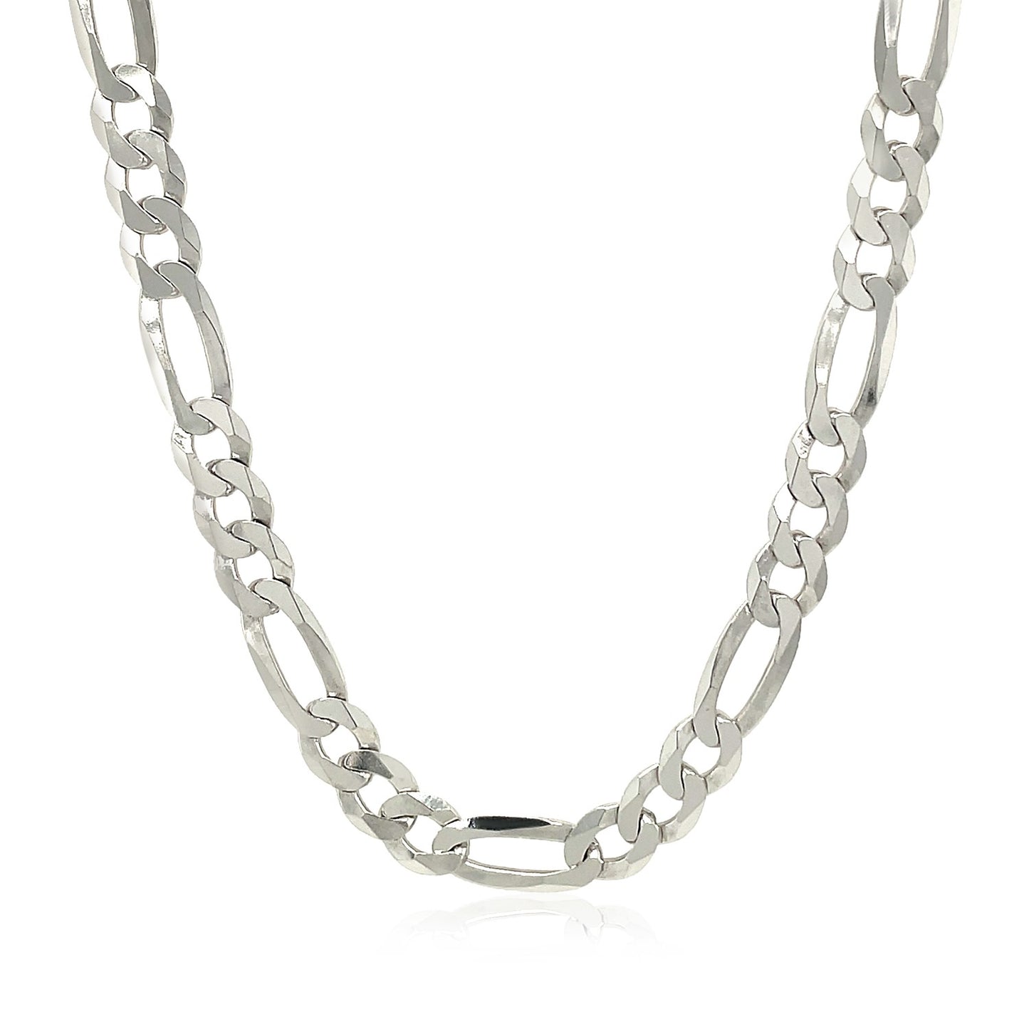 Rhodium Plated Sterling Silver Figaro Style Chain (5.40 mm) 