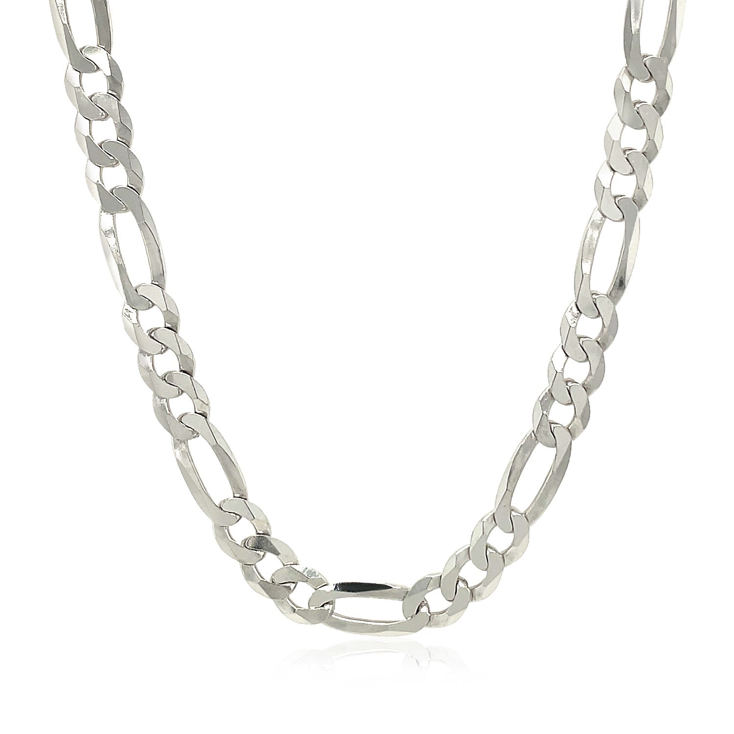 Rhodium Plated Sterling Silver Figaro Style Chain (5.40 mm) 