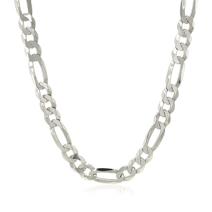 Rhodium Plated Sterling Silver Figaro Style Chain (5.40 mm) 