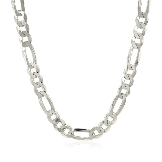 Rhodium Plated Sterling Silver Figaro Style Chain (5.40 mm) 