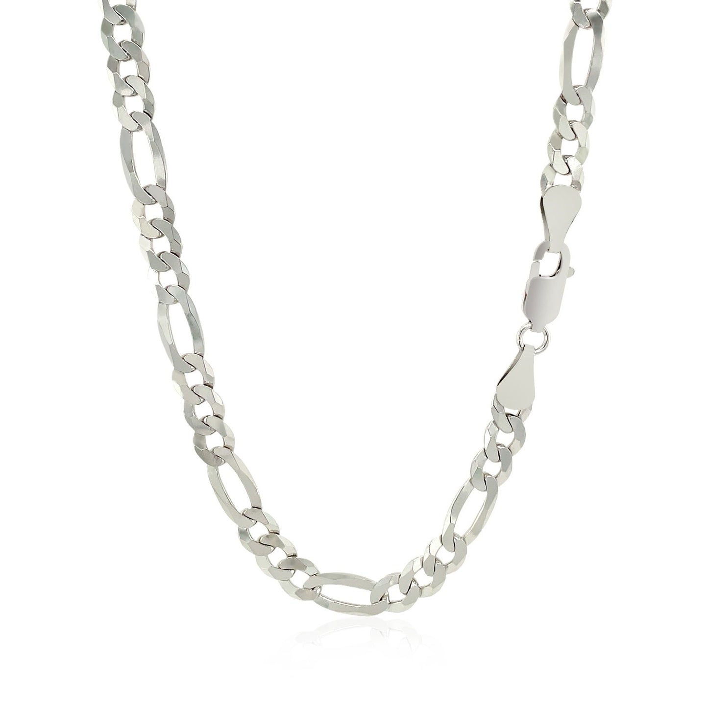 Rhodium Plated Sterling Silver Figaro Style Chain (5.40 mm) 