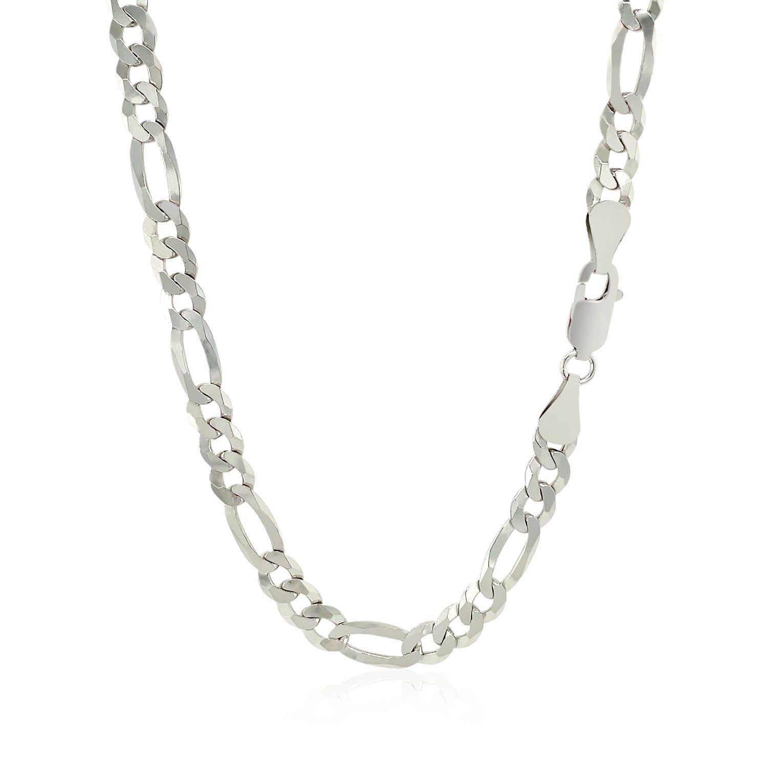 Rhodium Plated Sterling Silver Figaro Style Chain (5.40 mm) 
