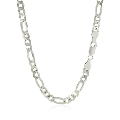 Rhodium Plated Sterling Silver Figaro Style Chain (5.40 mm) 
