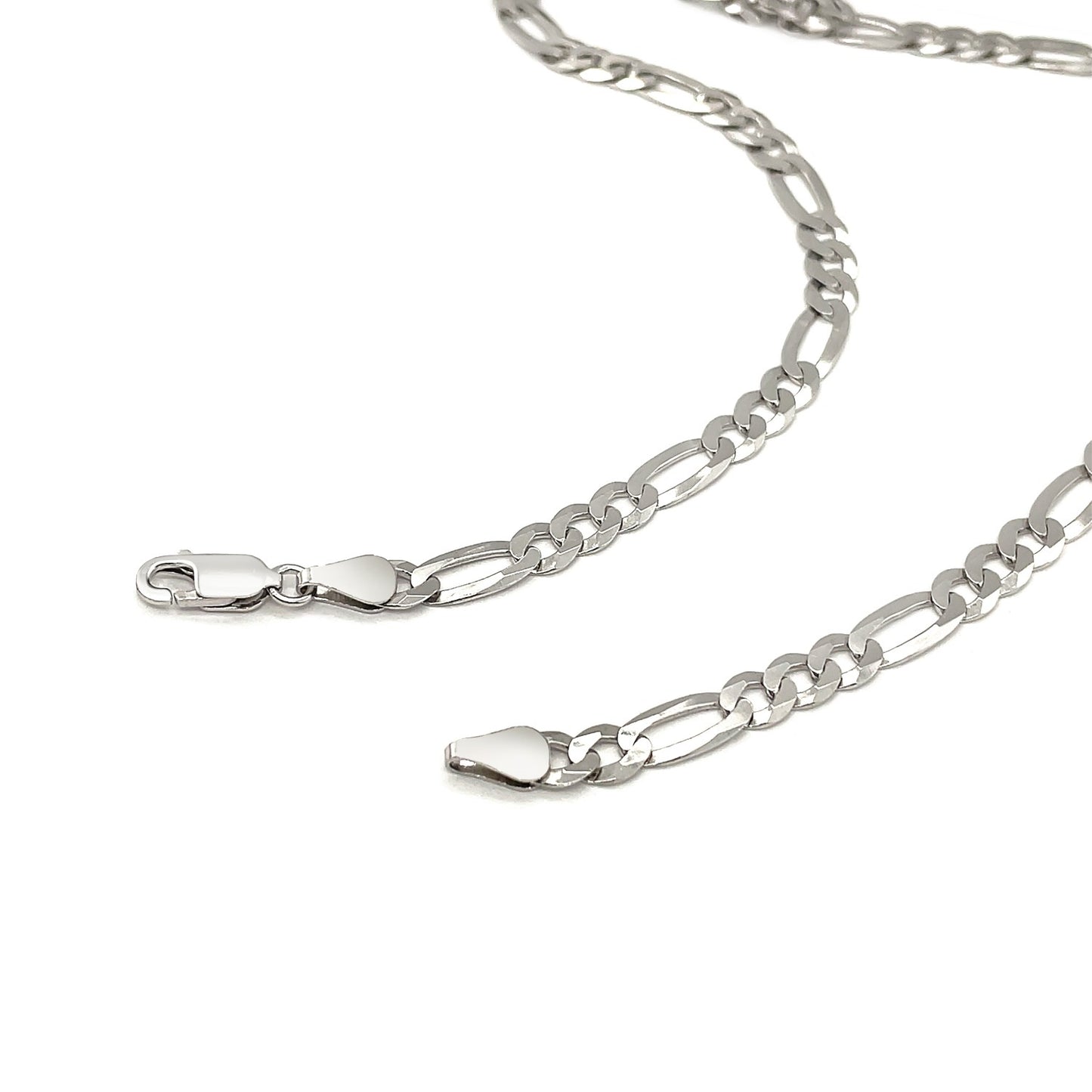 Rhodium Plated Sterling Silver Figaro Style Chain (5.40 mm) 