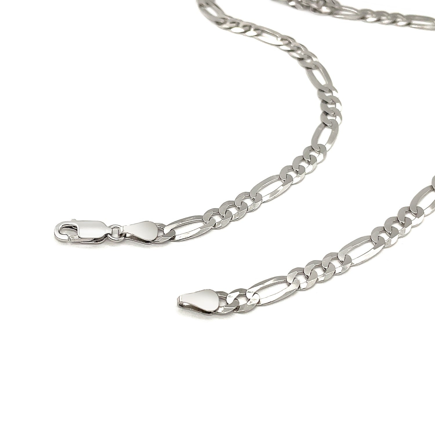 Rhodium Plated Sterling Silver Figaro Style Chain (5.40 mm) 