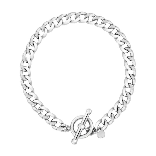 Sterling Silver Polished Wide Link Toggle Bracelet (6.00 mm) 