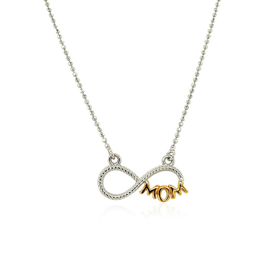 Sterling Silver Two Toned Mom Necklace with Cubic Zirconias 