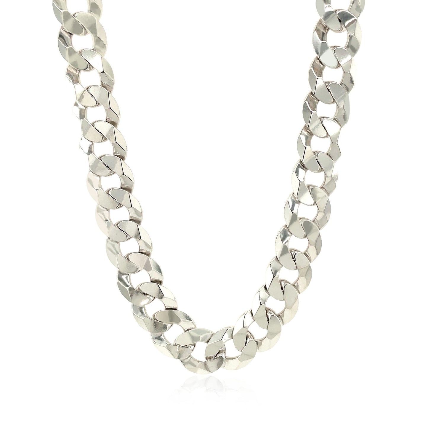 Rhodium Plated Sterling Silver Curb Style Chain (10.20 mm) 