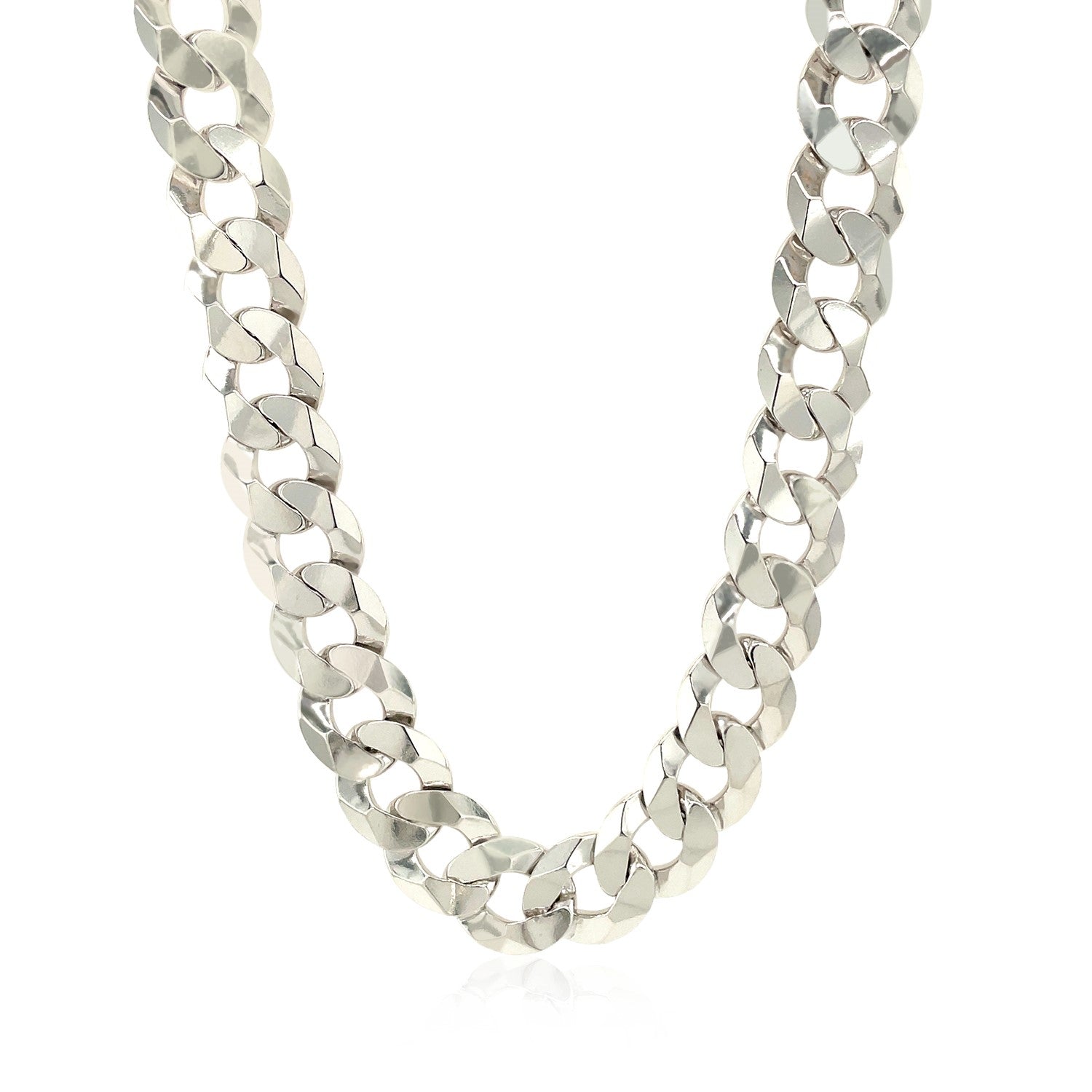 Rhodium Plated Sterling Silver Curb Style Chain (10.20 mm) 