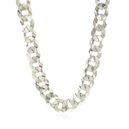 Rhodium Plated Sterling Silver Curb Style Chain (10.20 mm) 
