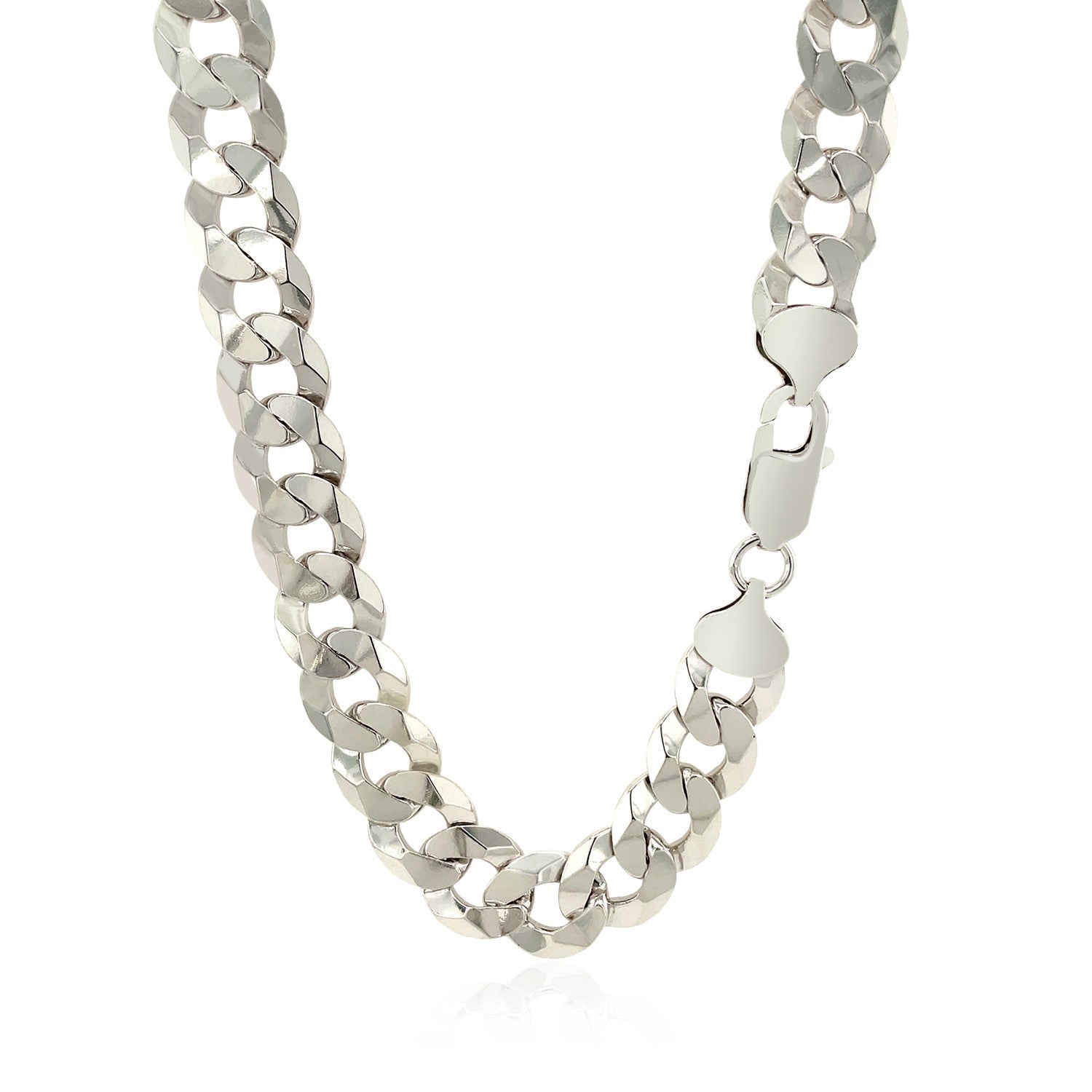 Rhodium Plated Sterling Silver Curb Style Chain (10.20 mm) 