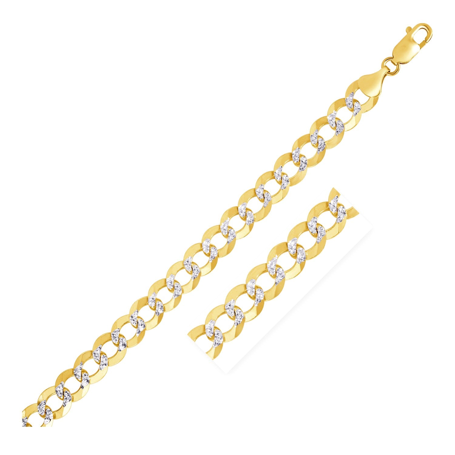 14k Two Tone Gold Pave Curb Chain (8.30 mm) 
