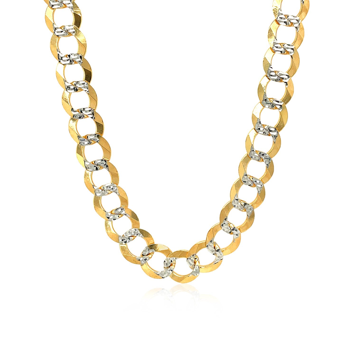 14k Two Tone Gold Pave Curb Chain (8.30 mm) 