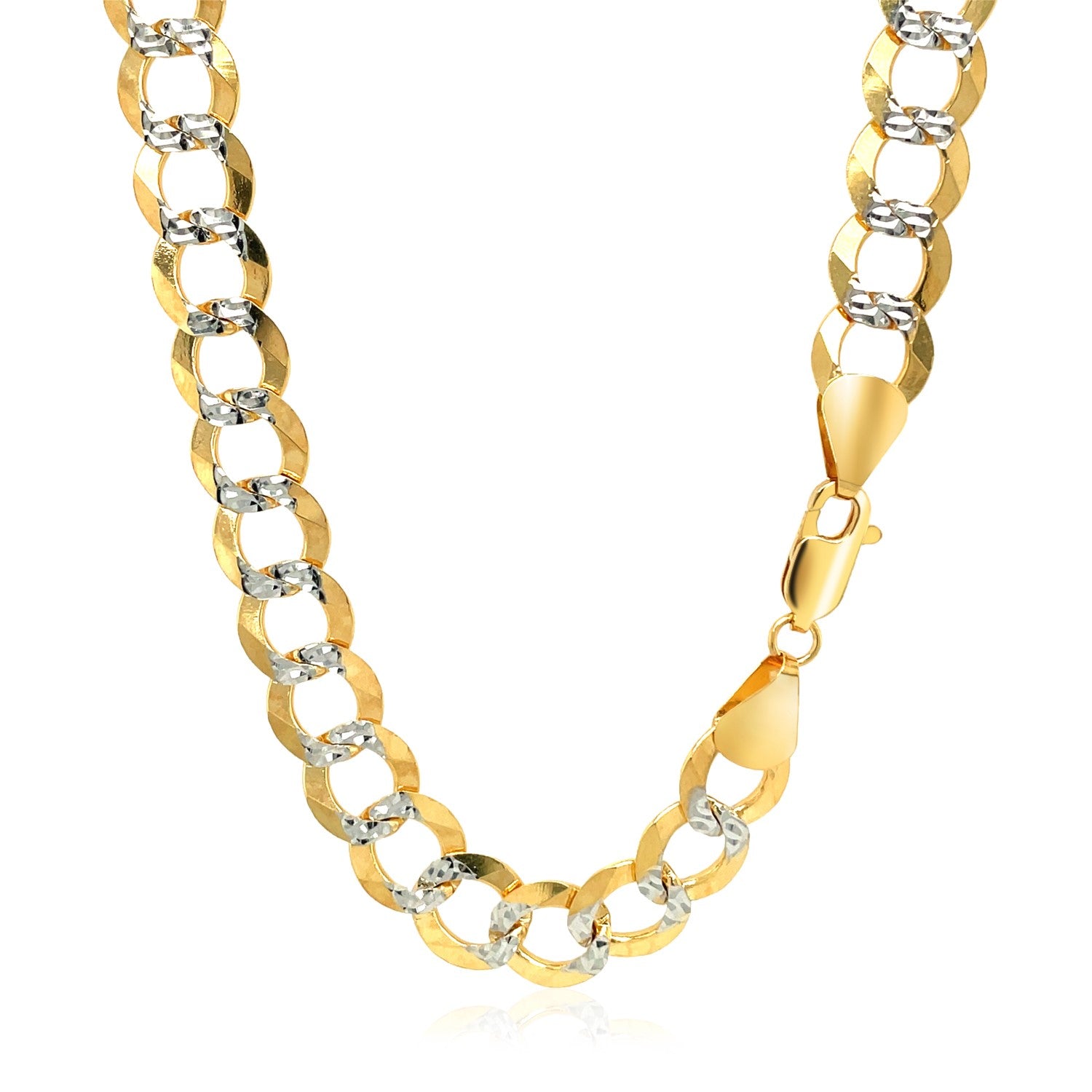 14k Two Tone Gold Pave Curb Chain (8.30 mm) 