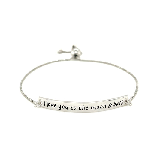 Sterling Silver Adjustable I Love You to the Moon and Back Bracelet (1.20 mm) 