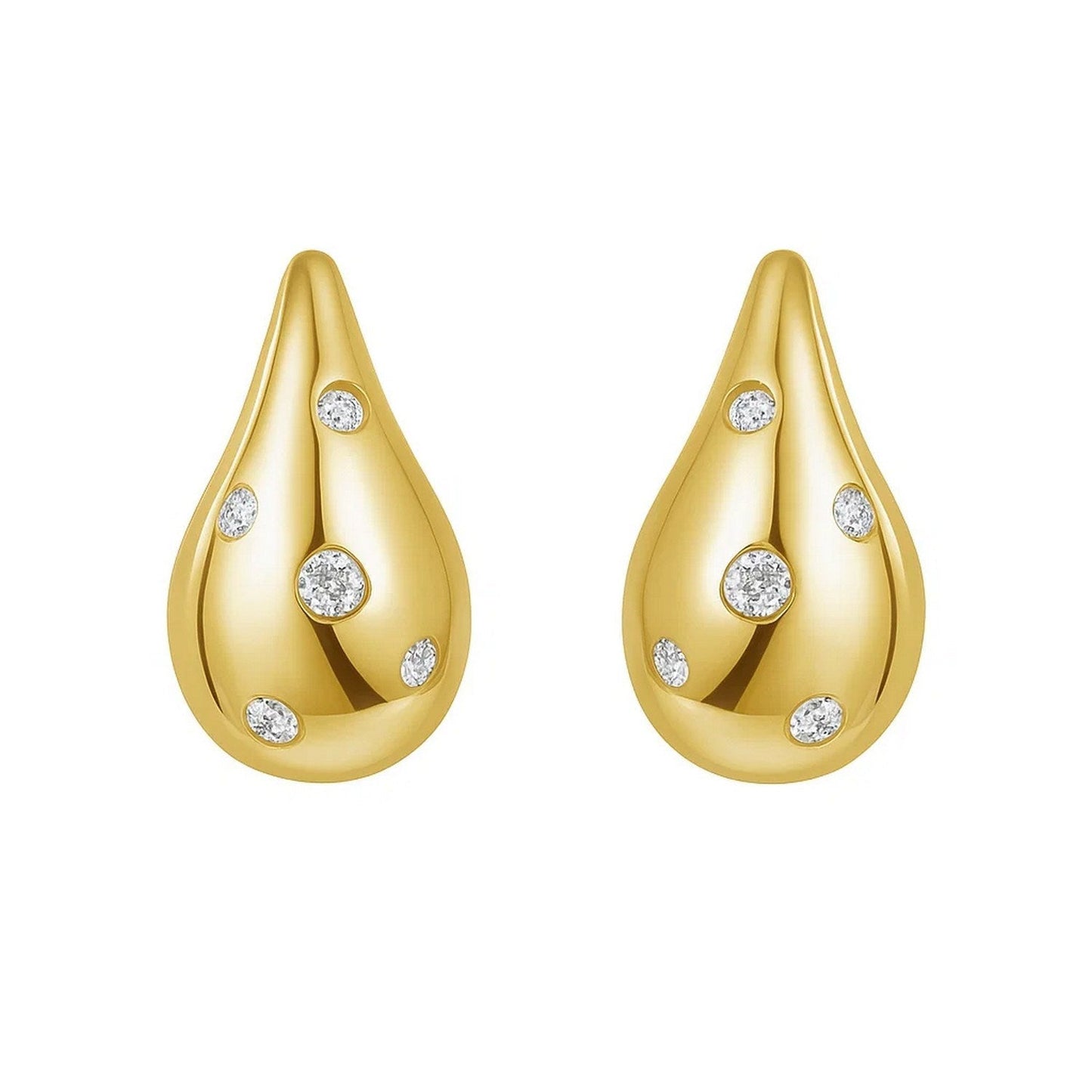14K Yellow Gold Diamond Raindrop Earrings 