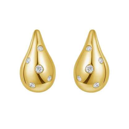 14K Yellow Gold Diamond Raindrop Earrings 
