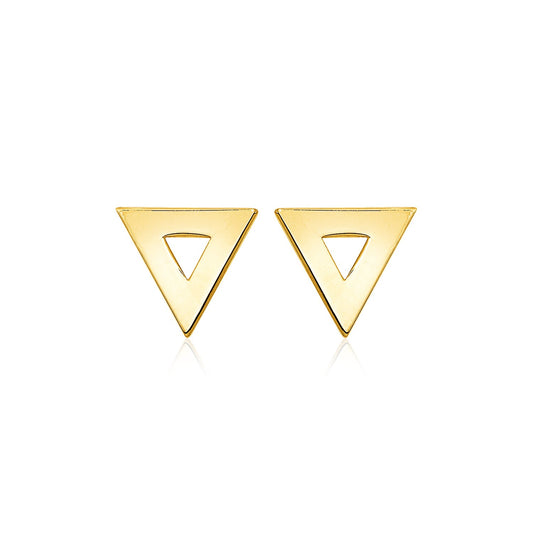 14k Yellow Gold Polished Open Triangle Post Earrings 