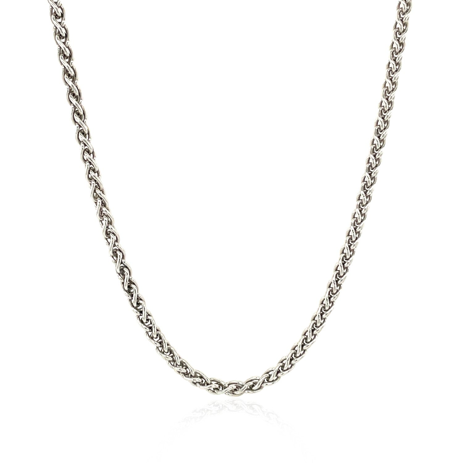 Sterling Silver Rhodium Plated Wheat Chain (2.60 mm) 