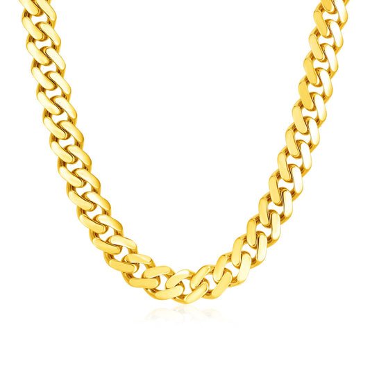 14k Yellow Gold Polished Miami Cuban Chain Necklace 