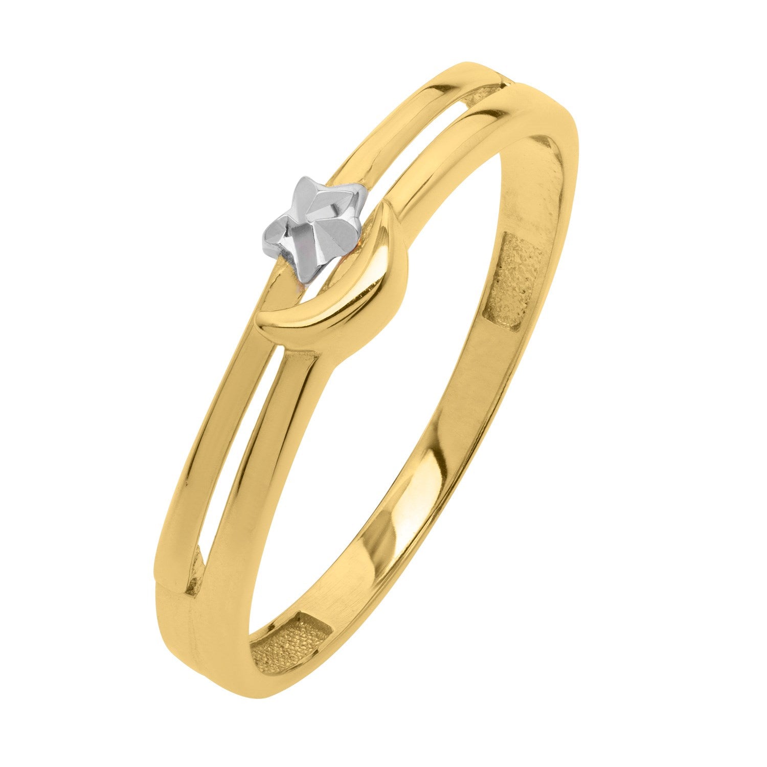 Star & Moon Ring in 10K Two Tone Gold 