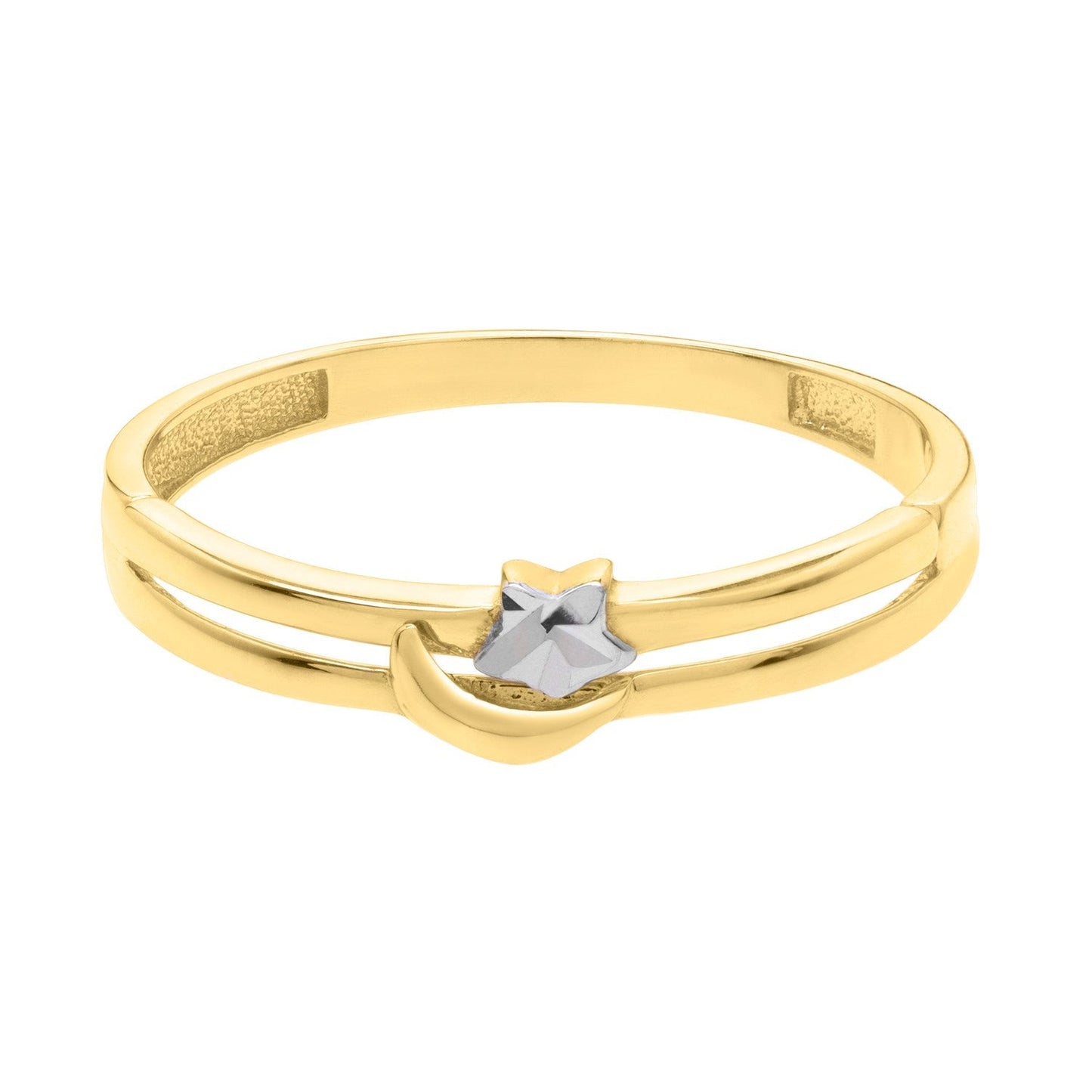Star & Moon Ring in 10K Two Tone Gold 