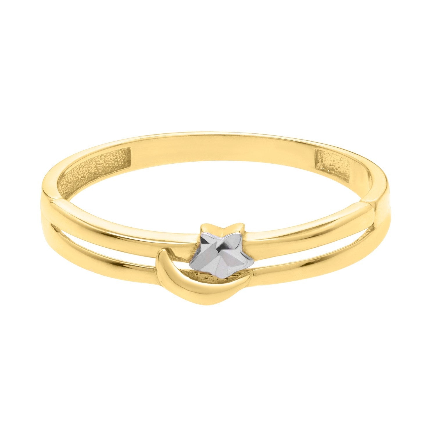 Star & Moon Ring in 10K Two Tone Gold 
