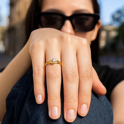Star & Moon Ring in 10K Two Tone Gold 
