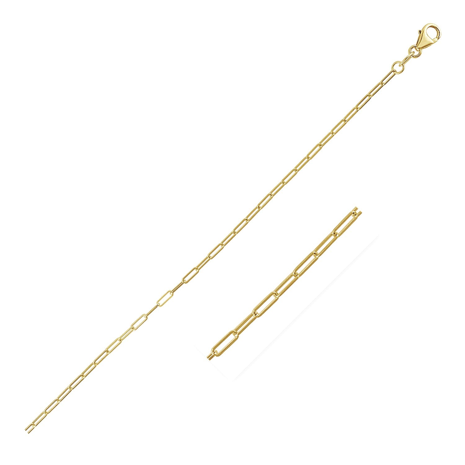 14K Yellow Gold Fine Paperclip Chain (1.50 mm) 