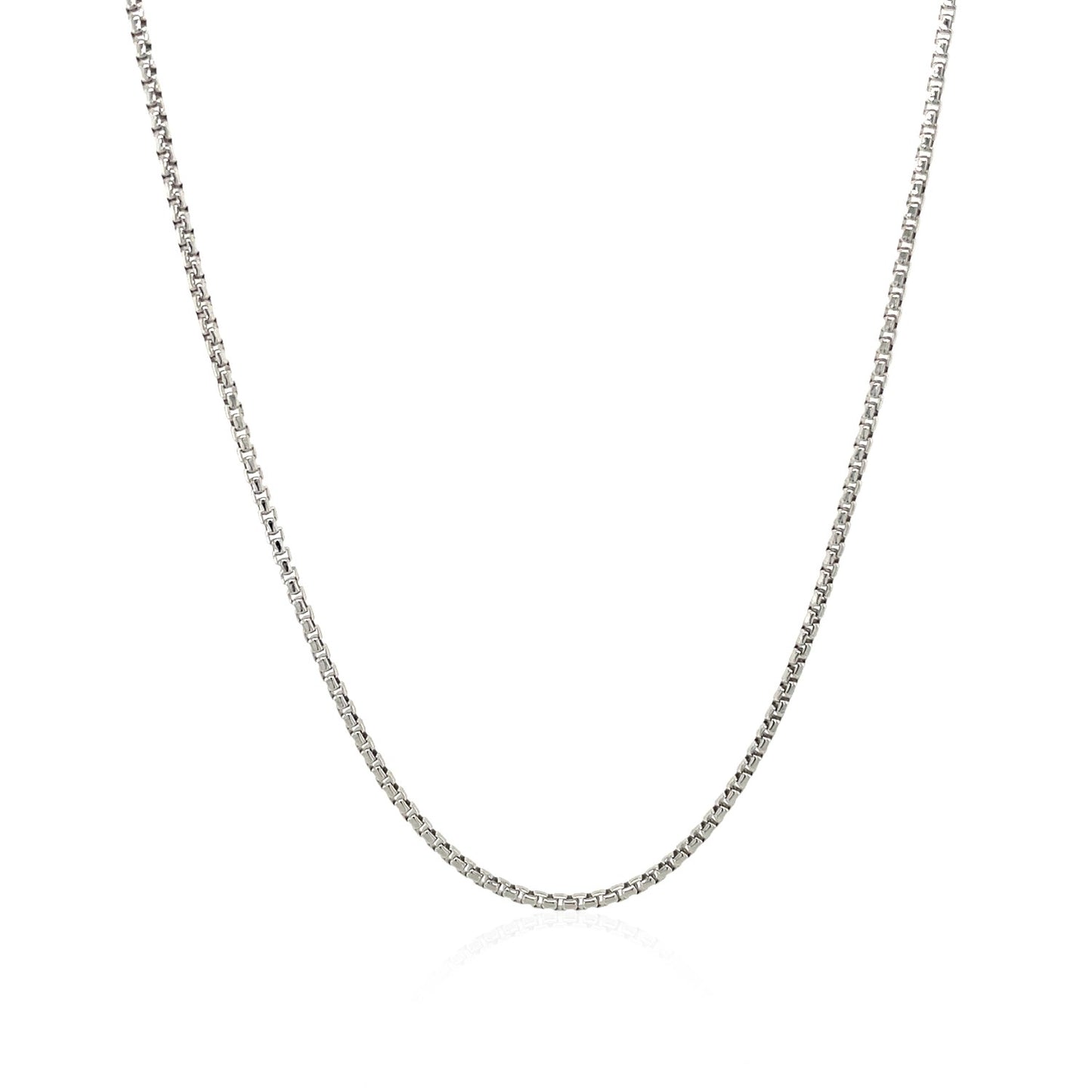 Sterling Silver Rhodium Plated Round Box Chain (1.30 mm) 