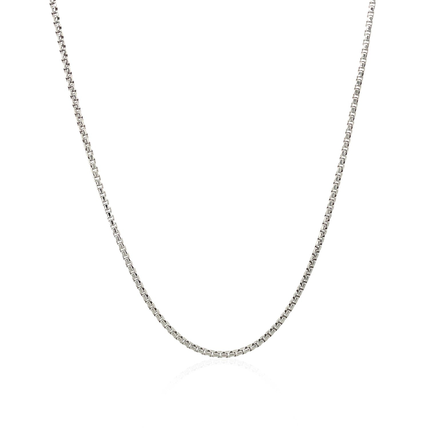 Sterling Silver Rhodium Plated Round Box Chain (1.30 mm) 