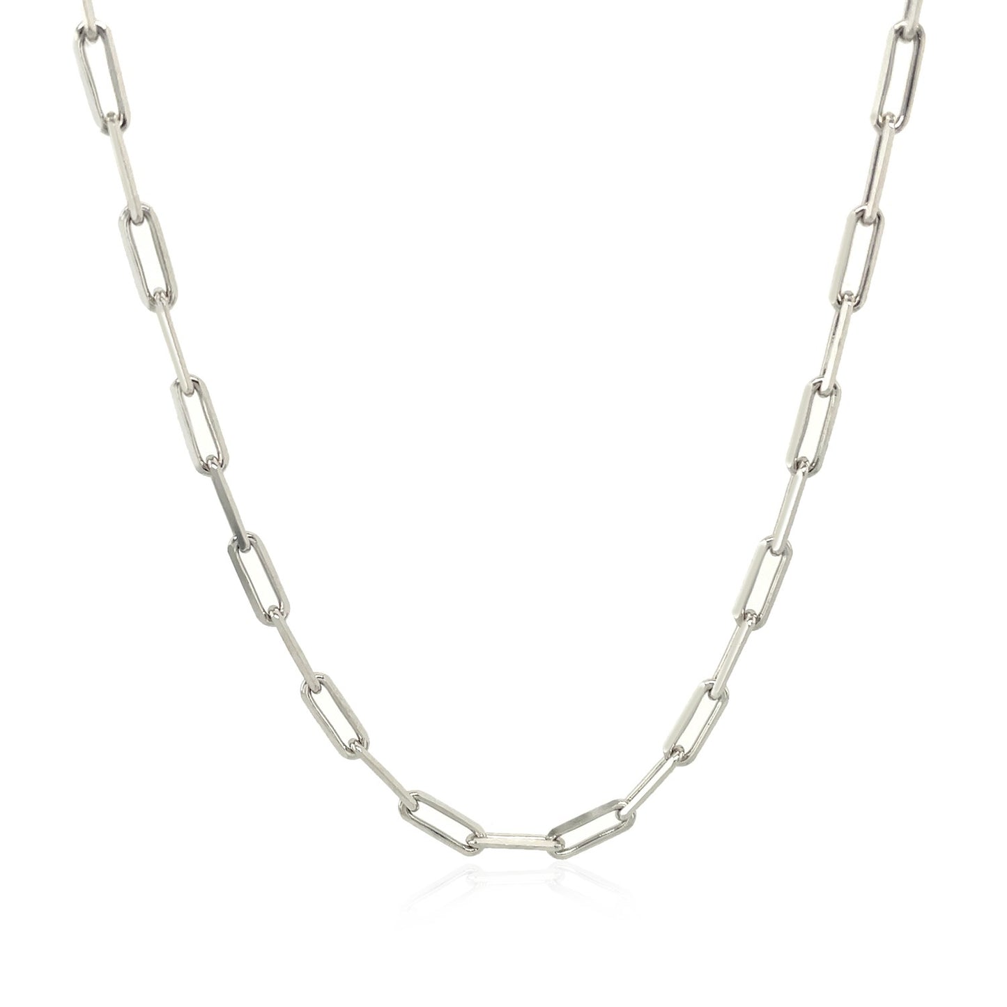 Sterling Silver Rhodium Plated Paperclip Chain (2.50 mm) 