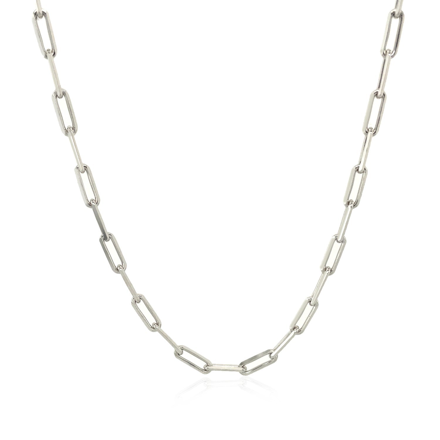 Sterling Silver Rhodium Plated Paperclip Chain (2.50 mm) 