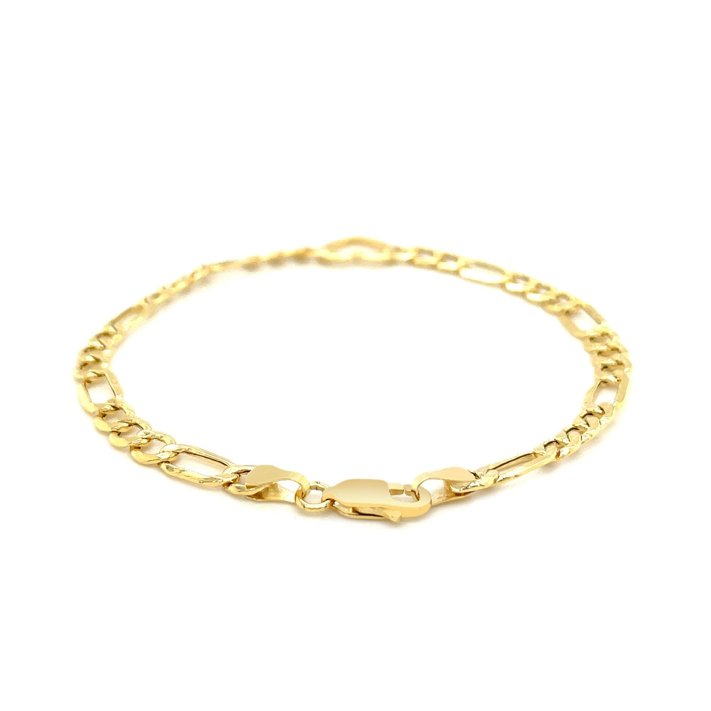 14k Yellow Gold 7 inch Figaro Chain Bracelet with Heart (4.50 mm) 