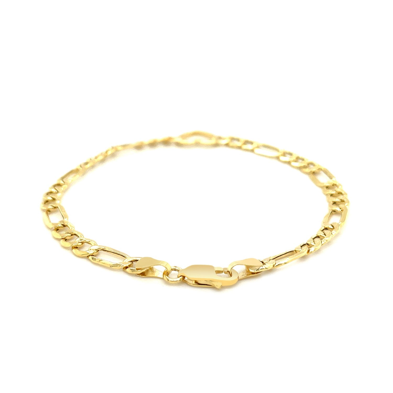 14k Yellow Gold 7 inch Figaro Chain Bracelet with Heart (4.50 mm) 