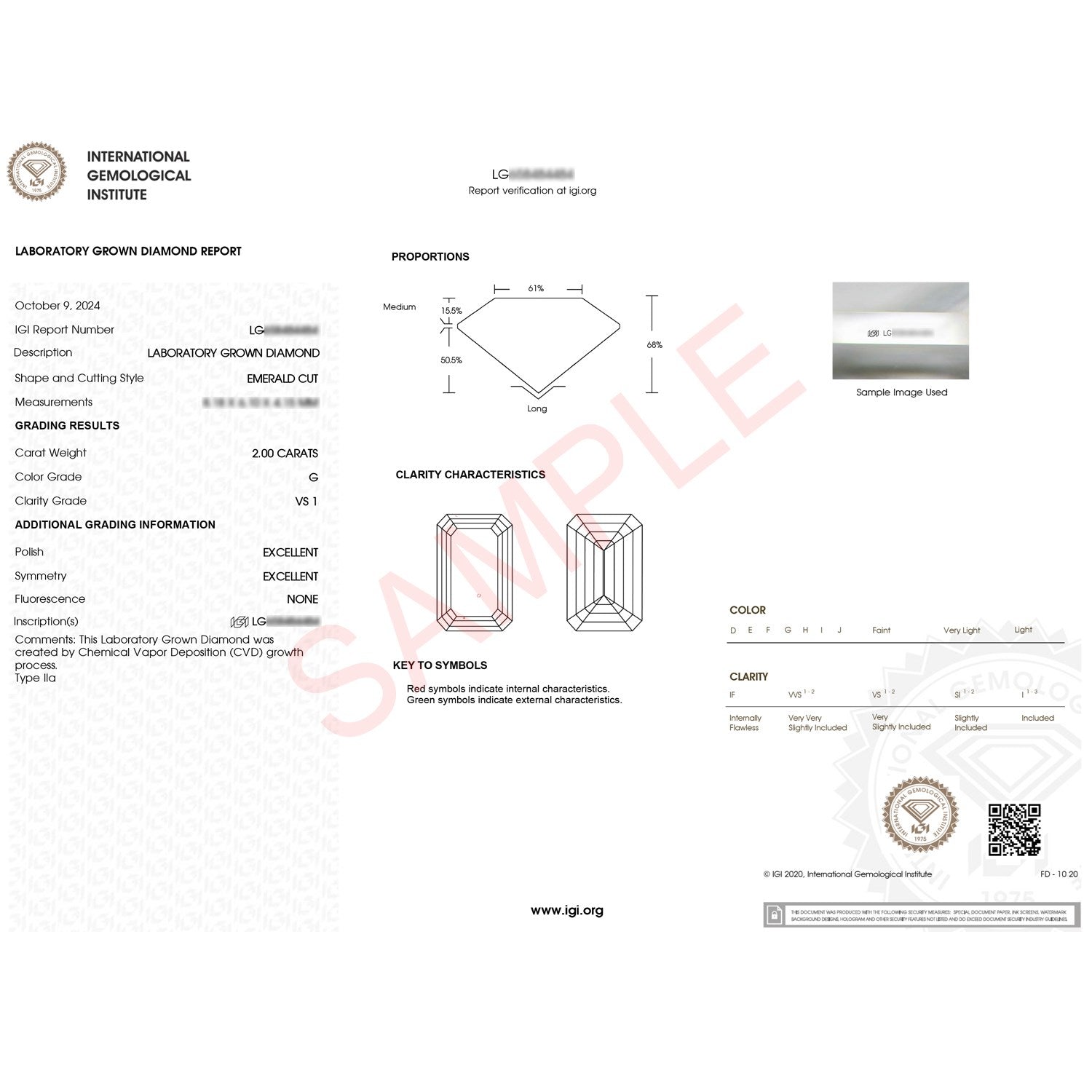 2 Carat Emerald Lab Grown IGI G/VS1 Diamond Solitaire Ring in 10K Yellow Gold 