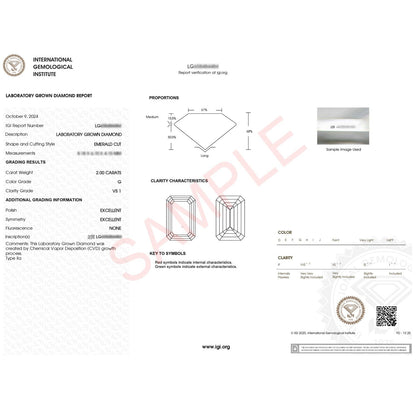 2 Carat Emerald Lab Grown IGI G/VS1 Diamond Solitaire Ring in 10K Yellow Gold 