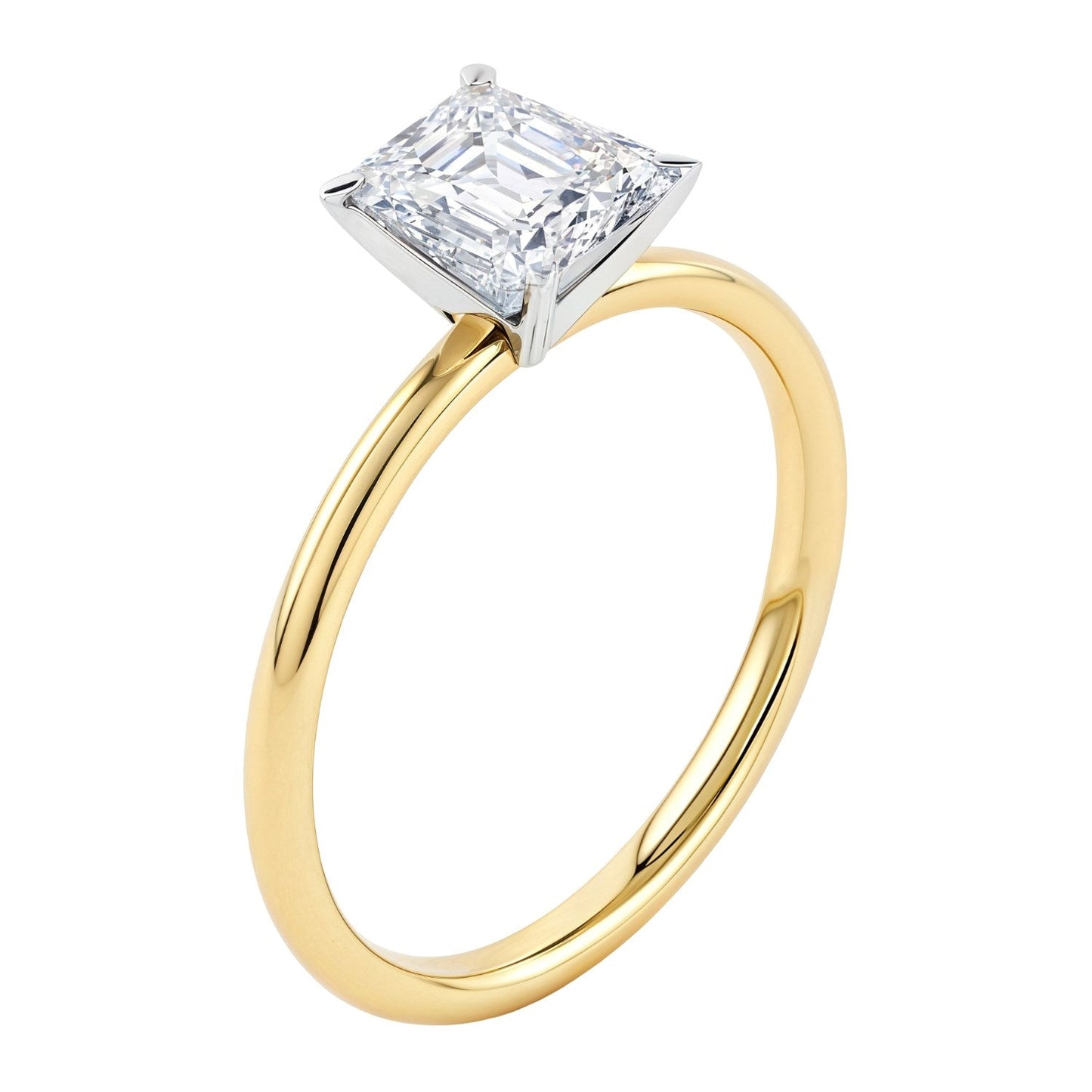 2 Carat Emerald Lab Grown IGI G/VS1 Diamond Solitaire Ring in 10K Yellow Gold 