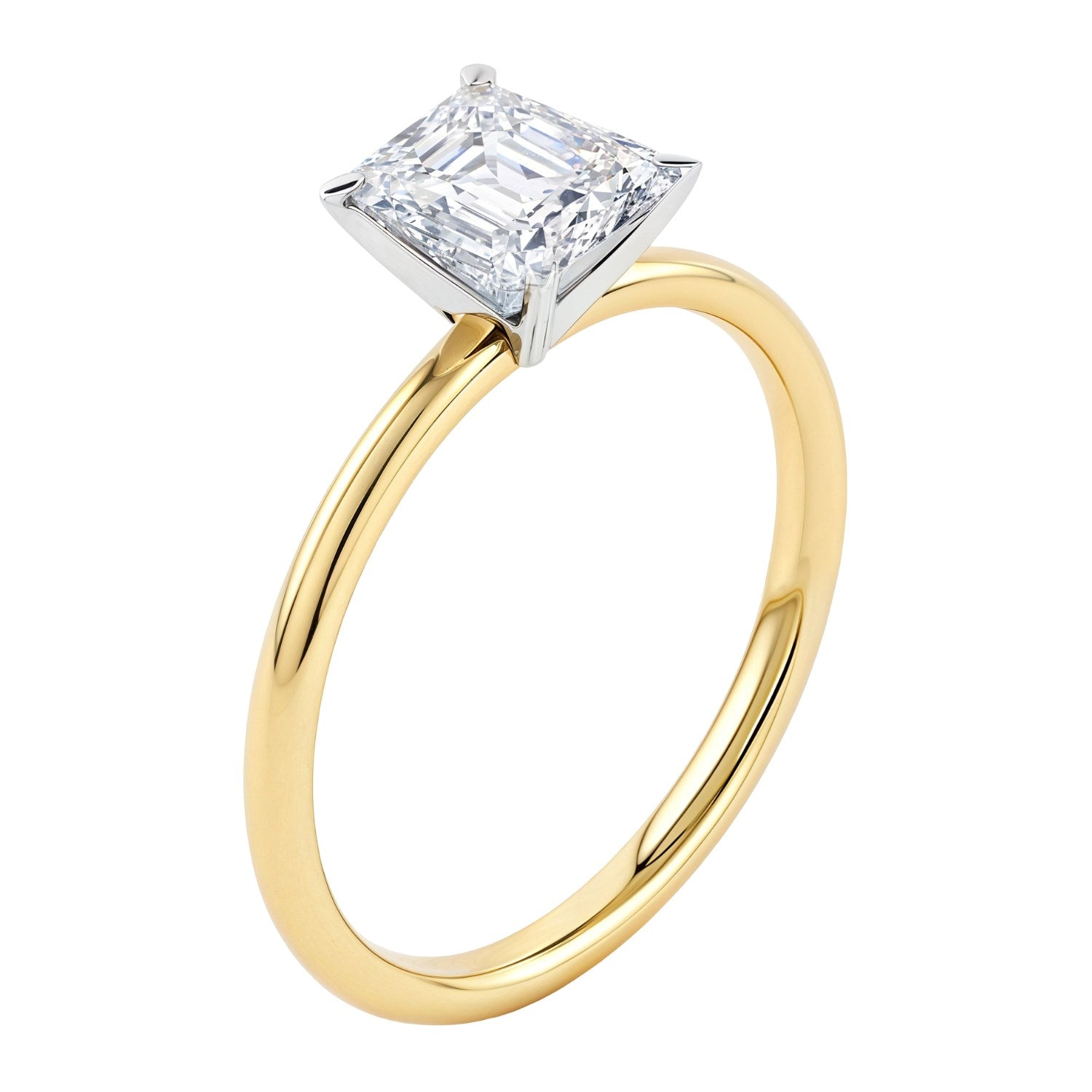 2 Carat Emerald Lab Grown IGI G/VS1 Diamond Solitaire Ring in 10K Yellow Gold 