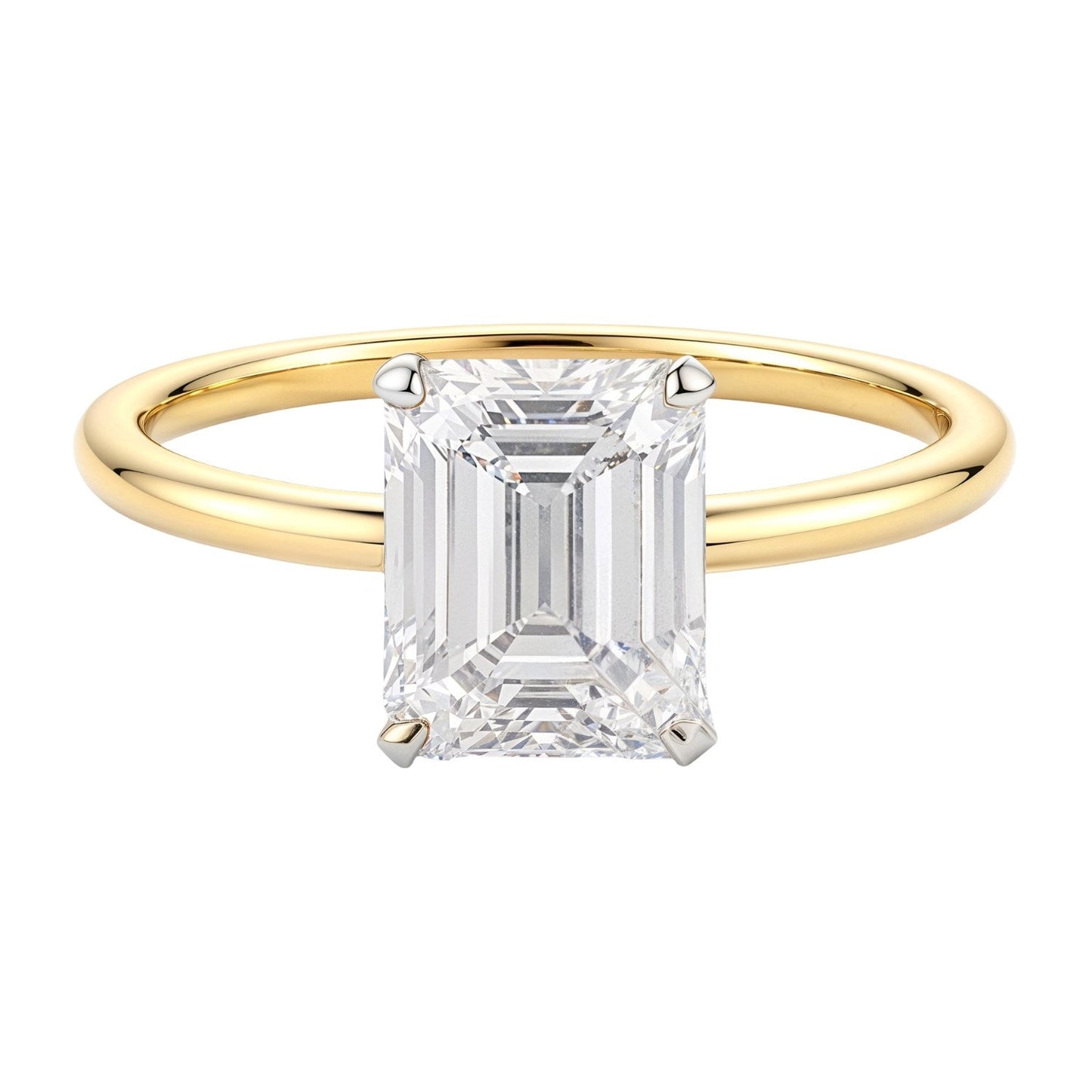2 Carat Emerald Lab Grown IGI G/VS1 Diamond Solitaire Ring in 10K Yellow Gold 